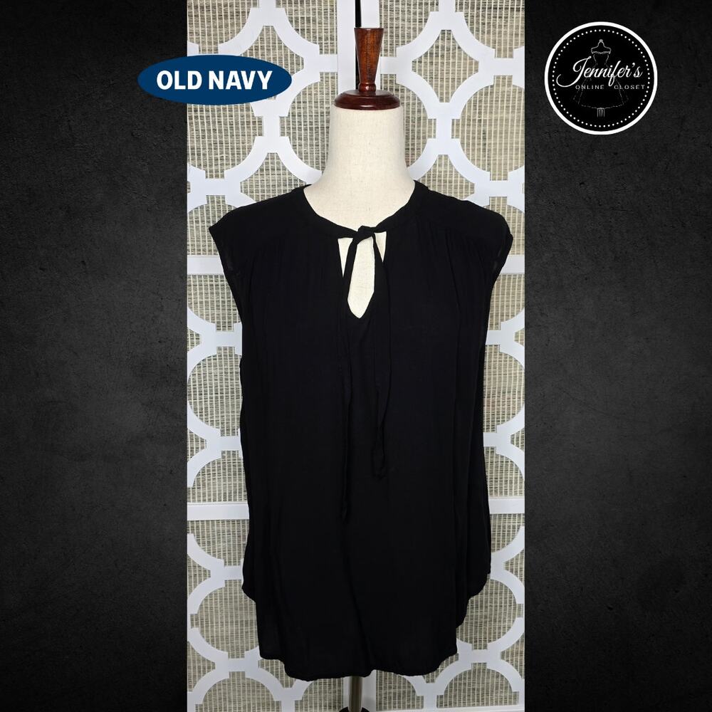 Old Navy Women's Black Front Tie Sleeveless Top Size Large